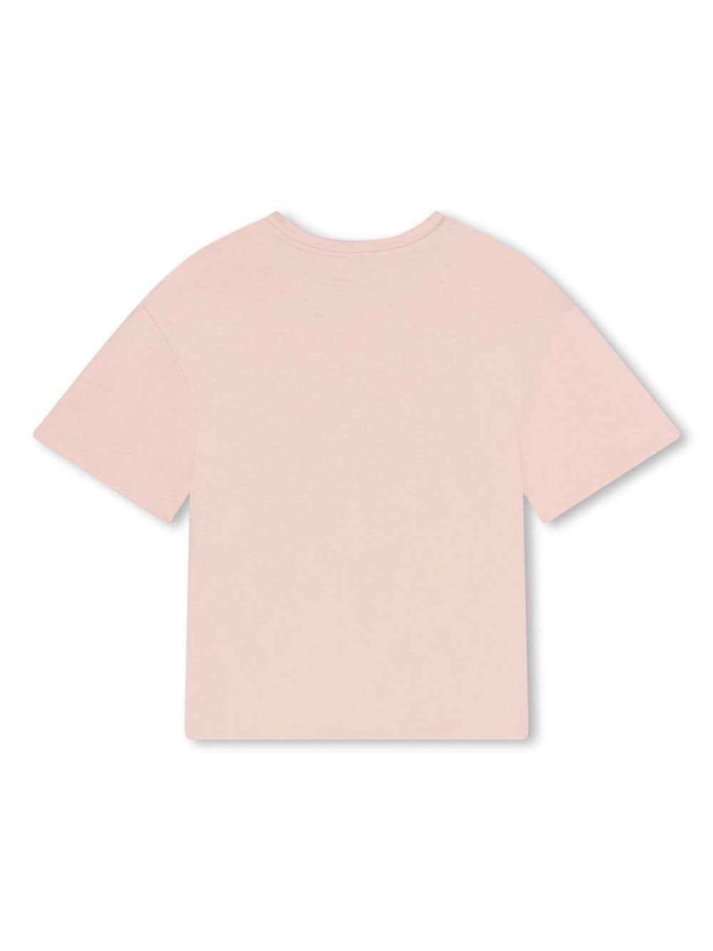 T-shirt con ricamo per bambina Chloé Kids rosa con orlo dritto - Rubino Kids