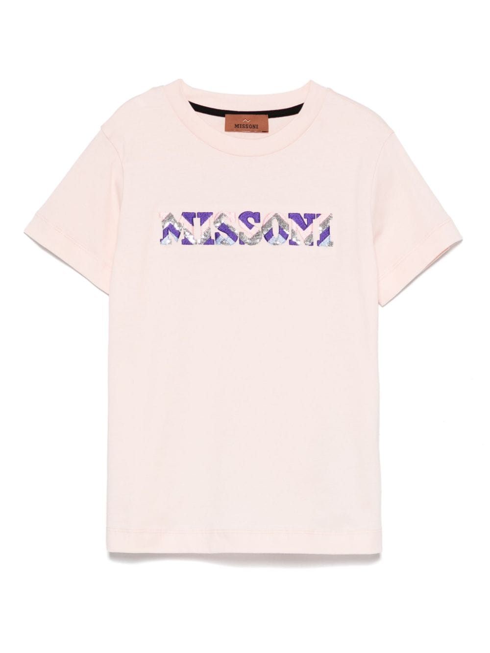 T-shirt con ricamo per bambina Missoni Kids rosa con girocollo - Rubino Kids