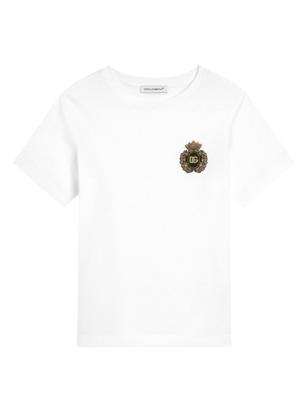 T-shirt con ricamo per bambino Dolce & Gabbana Kids bianco con maniche corte - Rubino Kids