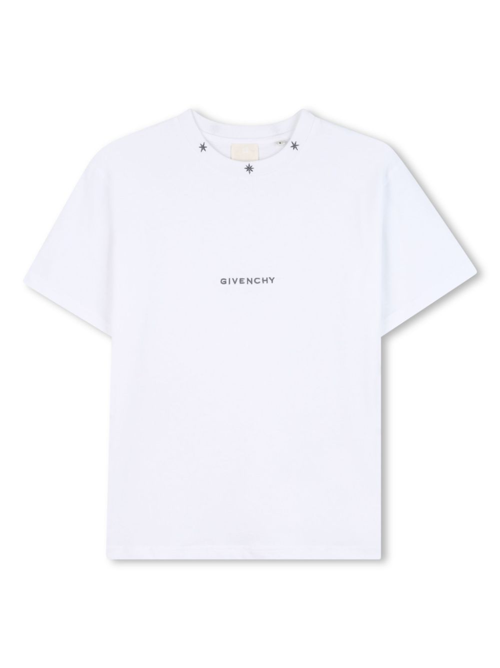 T-shirt con ricamo per bambino Givenchy Kids bianco con ricamo con stelle - Rubino Kids