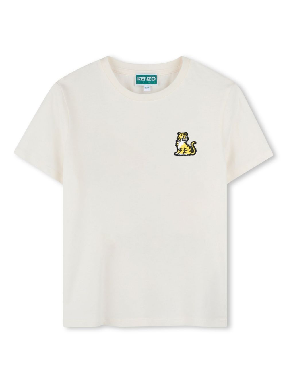 T-shirt con ricamo per bambino Kenzo Kids bianco con girocollo - Rubino Kids