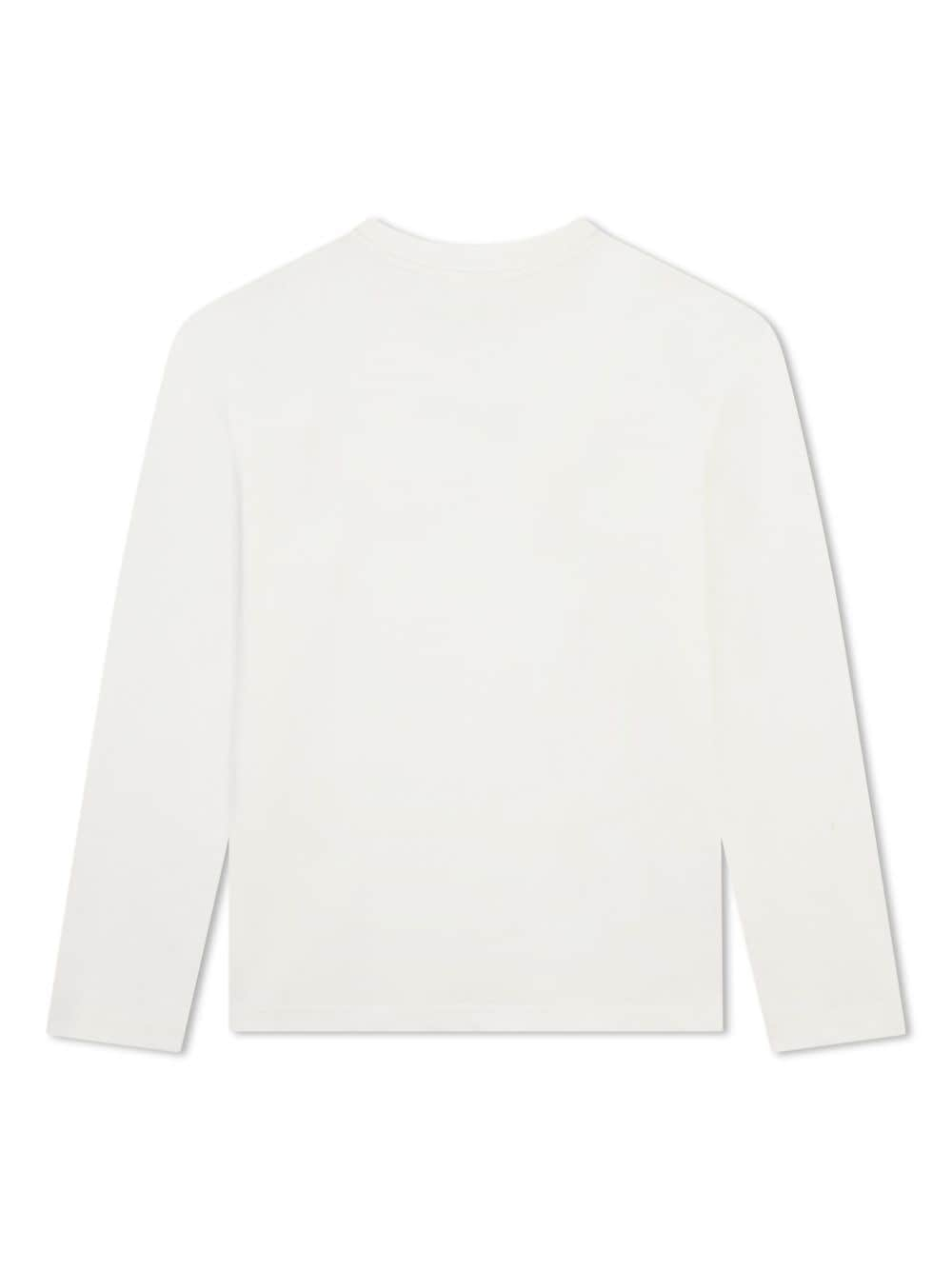 T-shirt con ricamo per bambino Lanvin Enfant bianco con orlo dritto - Rubino Kids