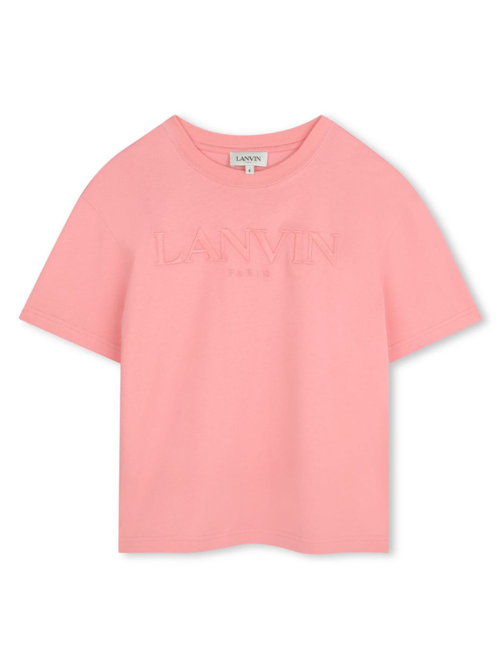 T-shirt con ricamo per bambino Lanvin Enfant rosa con logo sul petto - Rubino Kids