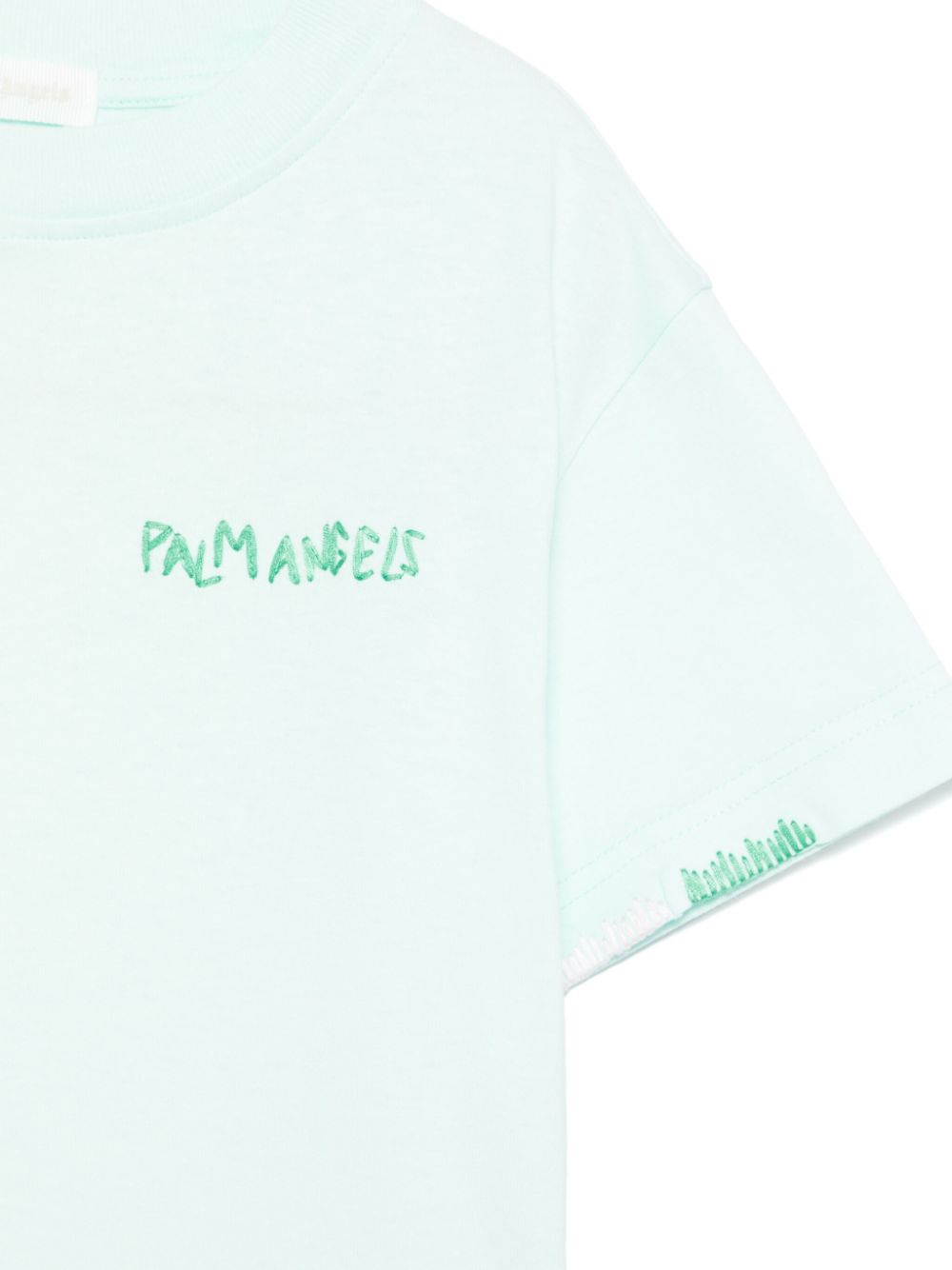 T-shirt con ricamo per bambino Palm Angels Kids azzurro con girocollo - Rubino Kids