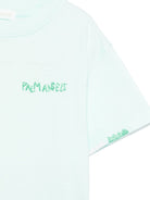 T-shirt con ricamo per bambino Palm Angels Kids azzurro con girocollo - Rubino Kids