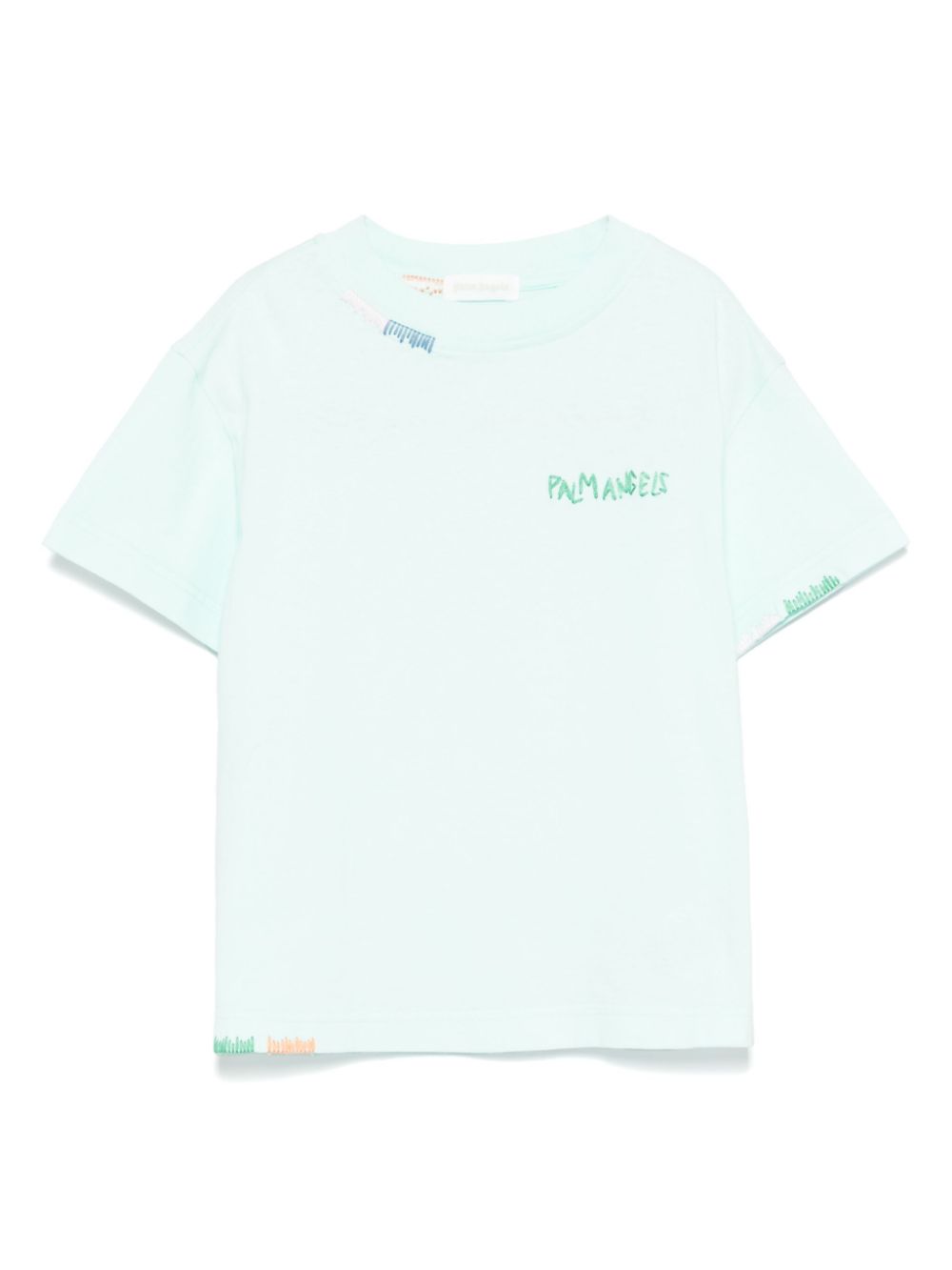 T-shirt con ricamo per bambino Palm Angels Kids azzurro con girocollo - Rubino Kids