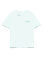 T-shirt con ricamo per bambino Palm Angels Kids azzurro con girocollo - Rubino Kids