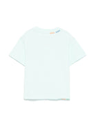 T-shirt con ricamo per bambino Palm Angels Kids azzurro con girocollo - Rubino Kids