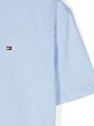 T-shirt con ricamo per bambino Tommy Hilfiger azzurro con orlo dritto - Rubino Kids