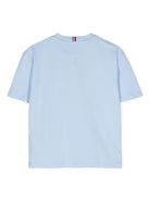 T-shirt con ricamo per bambino Tommy Hilfiger azzurro con orlo dritto - Rubino Kids