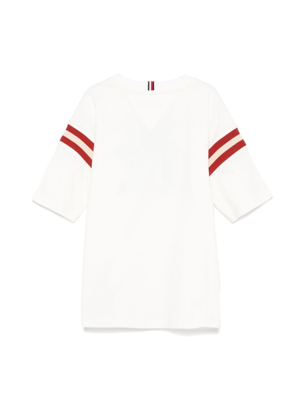 T-shirt con ricamo per bambino Tommy Hilfiger Junior bianca con logo sulla manica - Rubino Kids