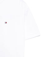 T-shirt con ricamo per bambino Tommy Hilfiger Junior bianco con orlo dritto - Rubino Kids