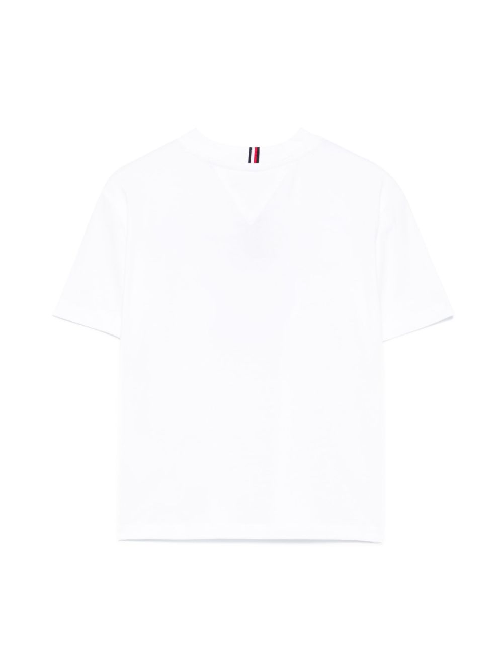 T-shirt con ricamo per bambino Tommy Hilfiger Junior bianco con orlo dritto - Rubino Kids