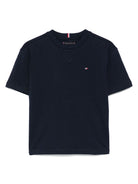 T-shirt con ricamo per bambino Tommy Hilfiger Junior nero con girocollo - Rubino Kids