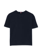 T-shirt con ricamo per bambino Tommy Hilfiger Junior nero con girocollo - Rubino Kids