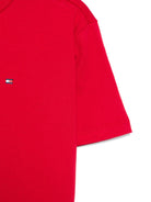 T-shirt con ricamo per bambino Tommy Hilfiger Junior rosso con orlo dritto - Rubino Kids