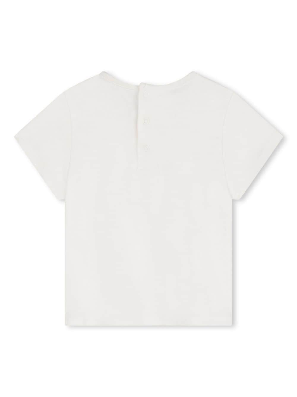 T-shirt con ricamo per neonata Chloé Kids bianco con scollo rotondo - Rubino Kids