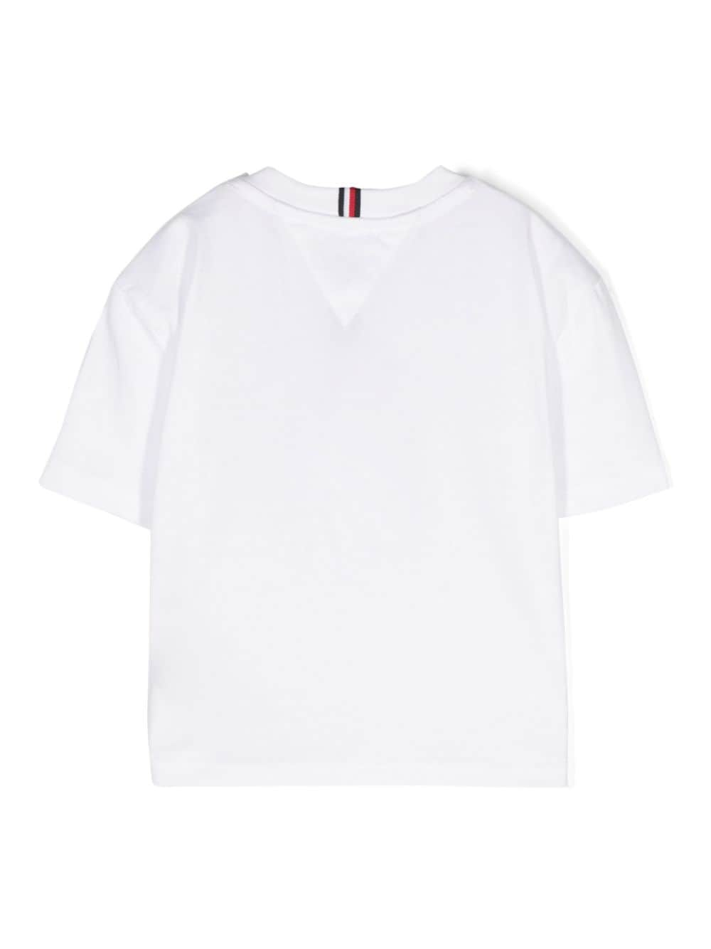 T-shirt con ricamo per neonato Tommy Hilfiger bianco con logo sul petto - Rubino Kids