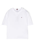 T-shirt con ricamo per neonato Tommy Hilfiger bianco con logo sul petto - Rubino Kids