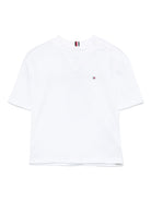 T-shirt con ricamo per neonato Tommy Hilfiger Junior bianco con girocollo - Rubino Kids