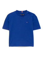 T-shirt con ricamo per neonato Tommy Hilfiger Junior blu con girocollo - Rubino Kids