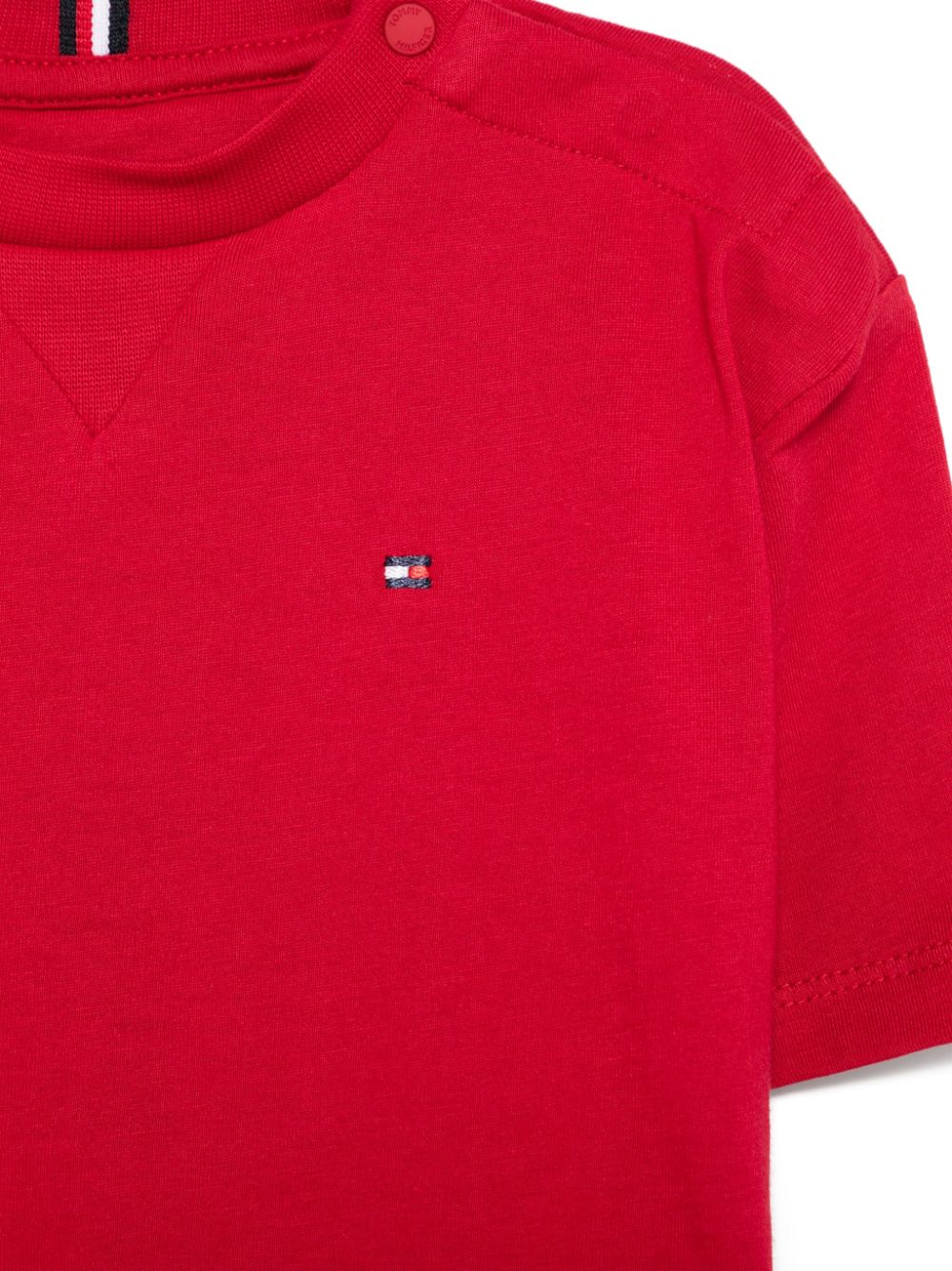 T-shirt con ricamo per neonato Tommy Hilfiger Junior rosso con girocollo - Rubino Kids