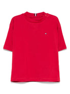 T-shirt con ricamo per neonato Tommy Hilfiger Junior rosso con girocollo - Rubino Kids