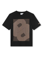 T-shirt con stampa Double B per bambino BOSS Kidswear nero con girocollo - Rubino Kids