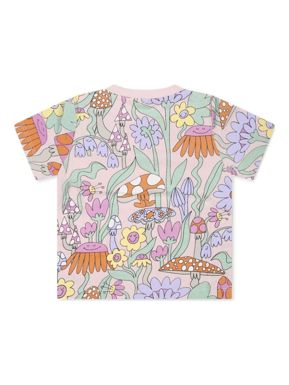 T-shirt con stampa fiori per neonata Stella McCartney Kids rosa con orlo dritto - Rubino Kids