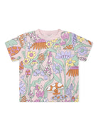 T-shirt con stampa fiori per neonata Stella McCartney Kids rosa con orlo dritto - Rubino Kids