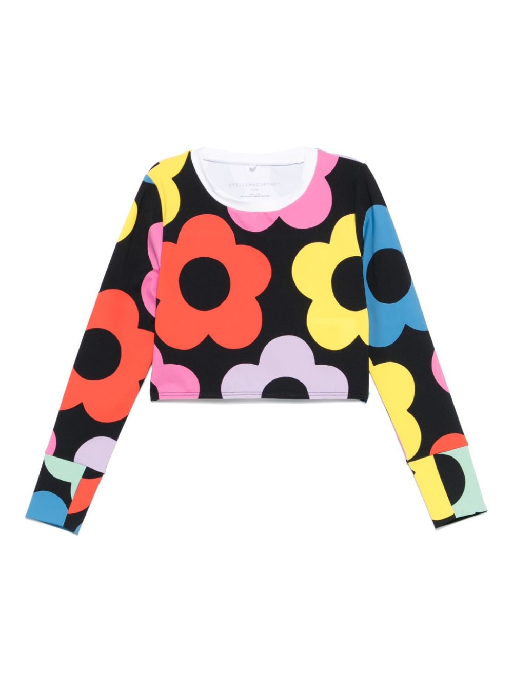 T-shirt con stampa floreale per bambina Stella McCartney Kids nera con design elasticizzato - Rubino Kids