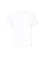 T-shirt con stampa fragola per bambina Stella McCartney Kids bianco con logo sul petto - Rubino Kids