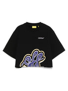 T-shirt con stampa graffiti per bambino Off - White Kids nero con spalla scesa - Rubino Kids