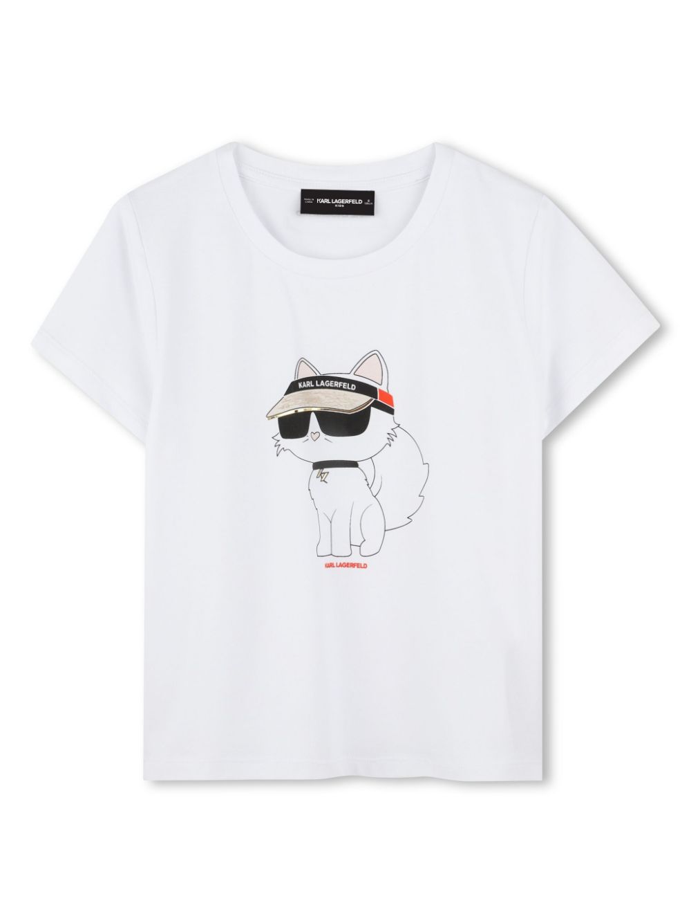 T-shirt con stampa grafica per bambina Karl Lagerfeld Kids bianco con girocollo - Rubino Kids