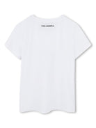 T-shirt con stampa grafica per bambina Karl Lagerfeld Kids bianco con girocollo - Rubino Kids