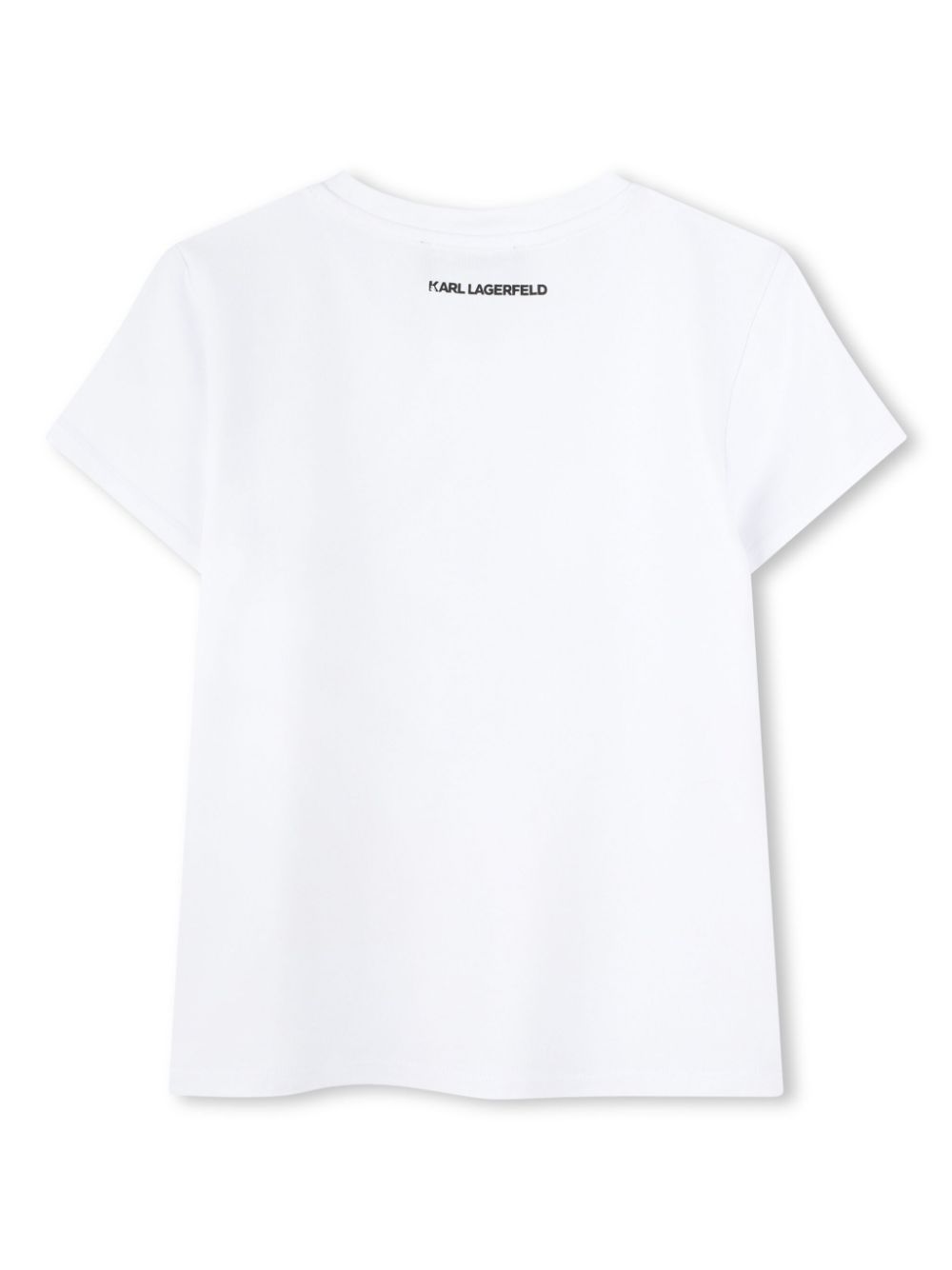 T-shirt con stampa grafica per bambina Karl Lagerfeld Kids bianco con girocollo - Rubino Kids