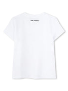 T-shirt con stampa grafica per bambina Karl Lagerfeld Kids bianco con girocollo - Rubino Kids