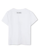 T-shirt con stampa grafica per bambina Karl Lagerfeld Kids bianco con girocollo - Rubino Kids