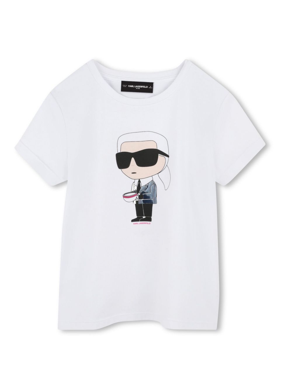 T-shirt con stampa grafica per bambina Karl Lagerfeld Kids bianco con girocollo - Rubino Kids