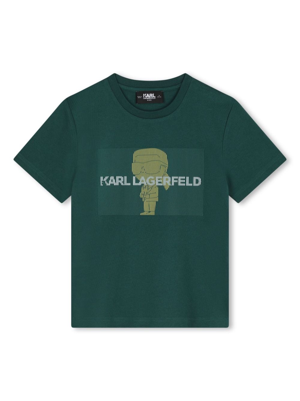 T-shirt con stampa grafica per bambino Karl Lagerfeld Kids verde con trama jersey - Rubino Kids