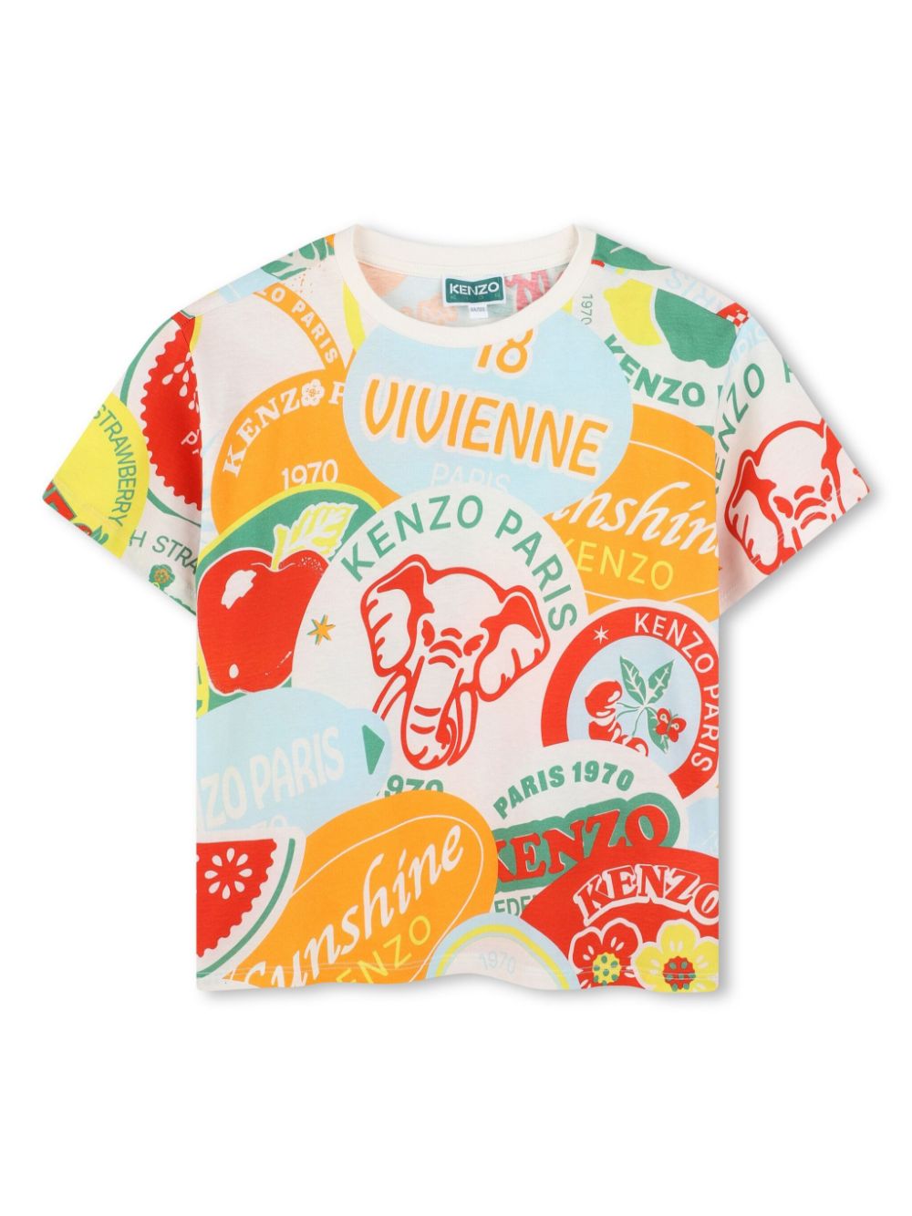 T-shirt con stampa grafica per bambino Kenzo Kids multicolor con orlo dritto - Rubino Kids