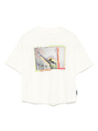 T-shirt con stampa grafica per bambino Palm Angels Kids bianca con scollo rotondo - Rubino Kids