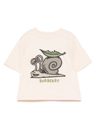 T-shirt con stampa grafica per neonato Burberry Kids beige con orlo dritto - Rubino Kids