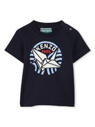 T-shirt con stampa grafica per neonato Kenzo Kids blu con girocollo - Rubino Kids