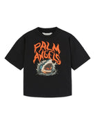 T-shirt con stampa grafica squalo per bambino Palm Angels Kids nero con orlo dritto - Rubino Kids