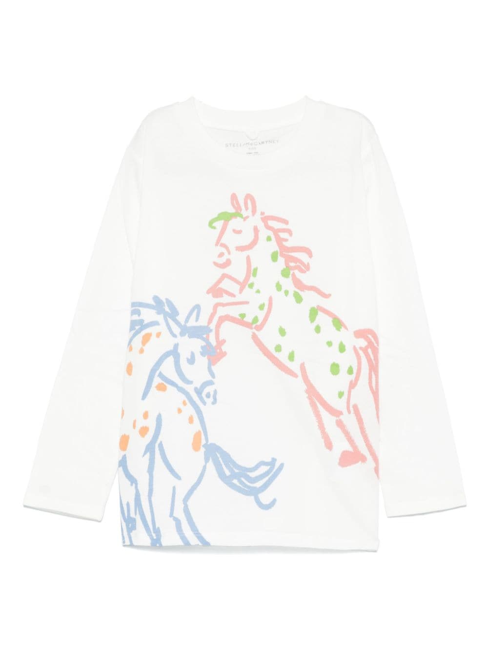 T-shirt con stampa illustrazione per bambina Stella McCartney Kids bianca con maniche lunghe - Rubino Kids