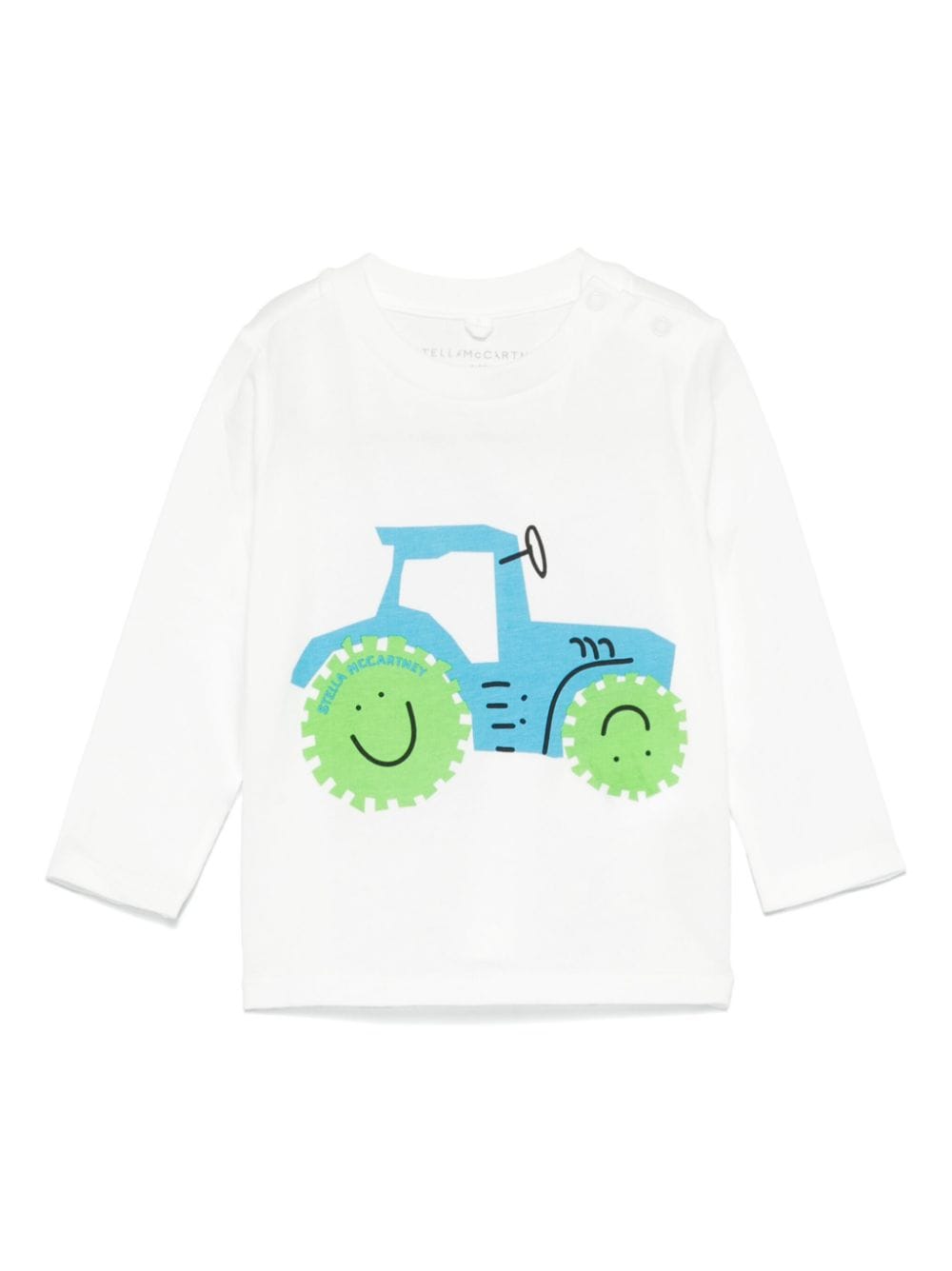 T-shirt con stampa illustrazione per neonato Stella McCartney Kids bianca con scollo rotondo - Rubino Kids