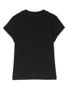 T-shirt con stampa logo per bambina Balmain Kids nero con finiture a contrasto - Rubino Kids