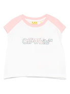 T-shirt con stampa logo per bambina Off - White Kids bianco con girocollo - Rubino Kids