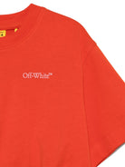 T-shirt con stampa logo per bambina Off - White Kids rosso con maniche corte - Rubino Kids